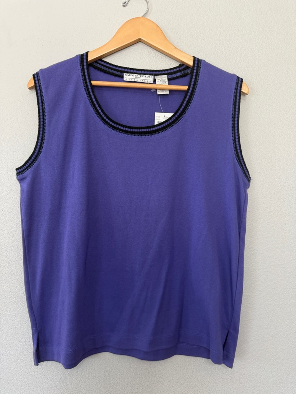 VTG Carolyn Taylor Purple Sleeveless‎ Tank with Black Trim Old Stock 1X New